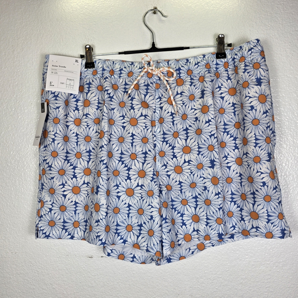 Goodfellow & Co Men's 5" Daisy Swim Trunks Blue Daisy Size‎ XL